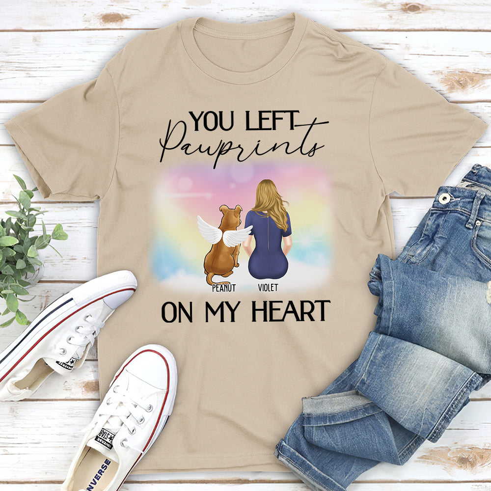 Personalized 'You Left Pawprints' Unisex Memorial T-shirt for Pet Lovers