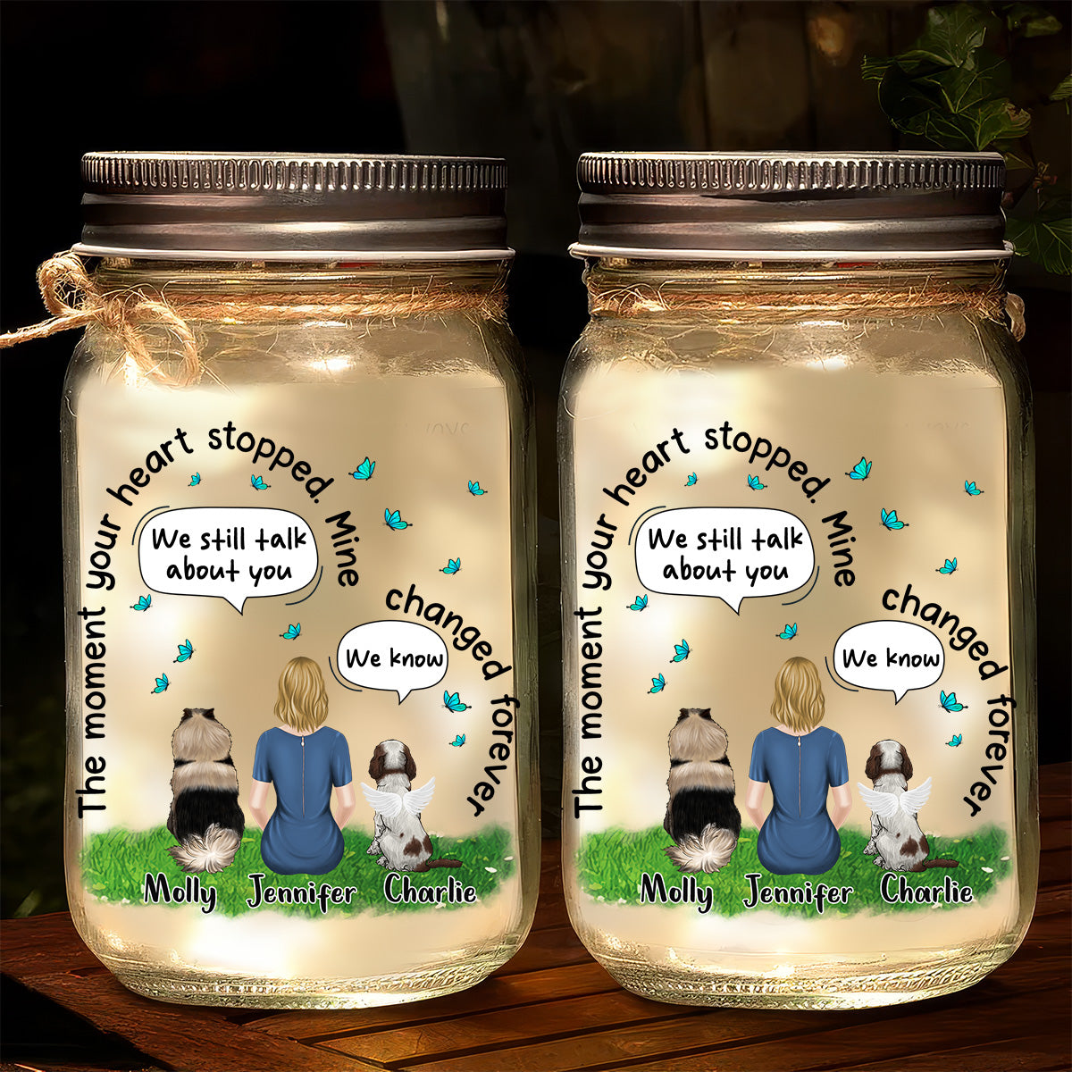 Pet Heart - Customizable Personalized Mason Jar Night Light