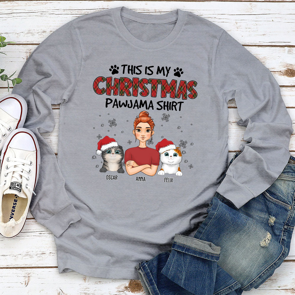 Personalized Custom Christmas Pawjama Long Sleeve T-shirt - Ideal Gift for Pet Lovers