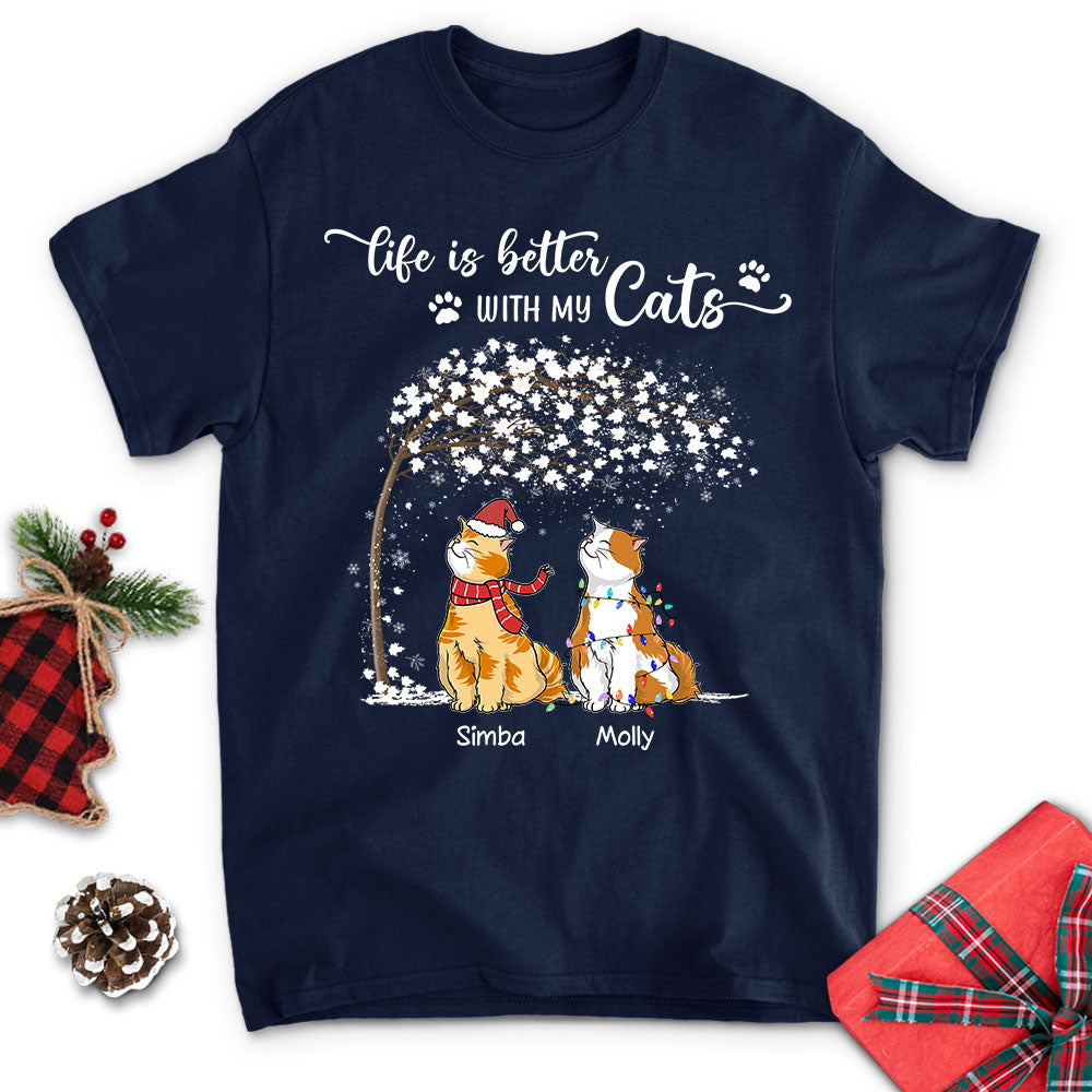 Life Is Better Chilling Cat - Customizable Unisex Personalized T-shirt for Pet Lovers
