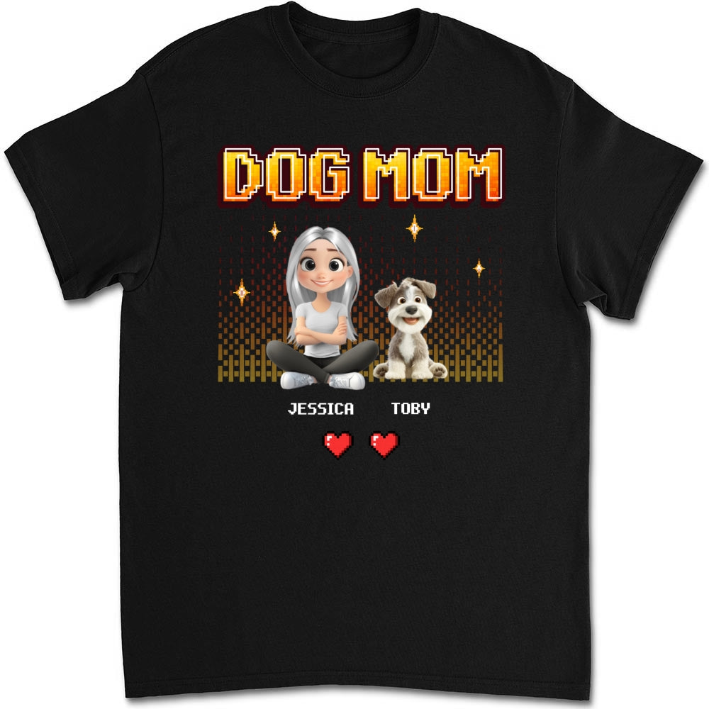 Customizable Dog Mom Pixel Unisex T-Shirt - Ideal Gift for Pet Lovers