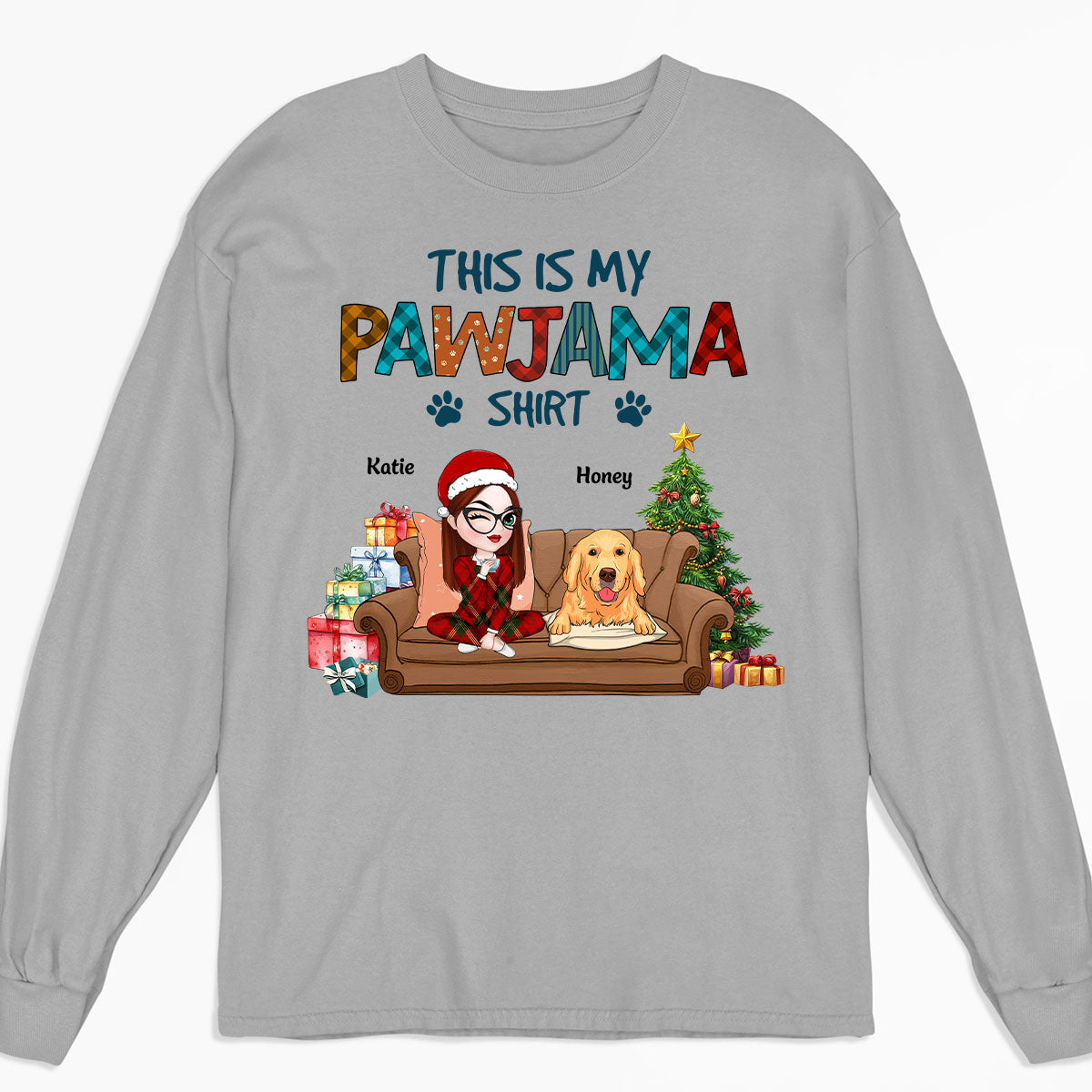 Customizable My Pawjama Personalized Long Sleeve Sleepshirt - Ideal Gift for Pet Lovers