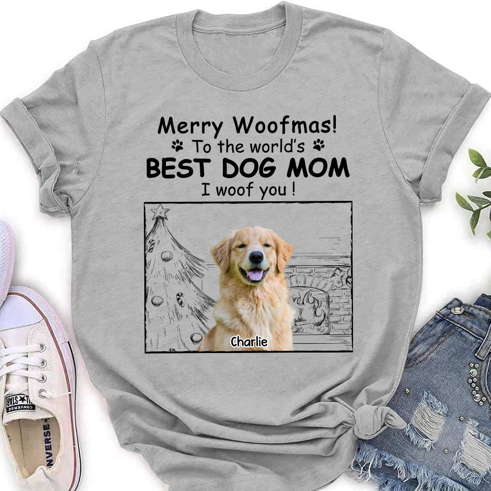 Customizable Christmas Photo Women's T-shirt - Ideal for Dog Moms