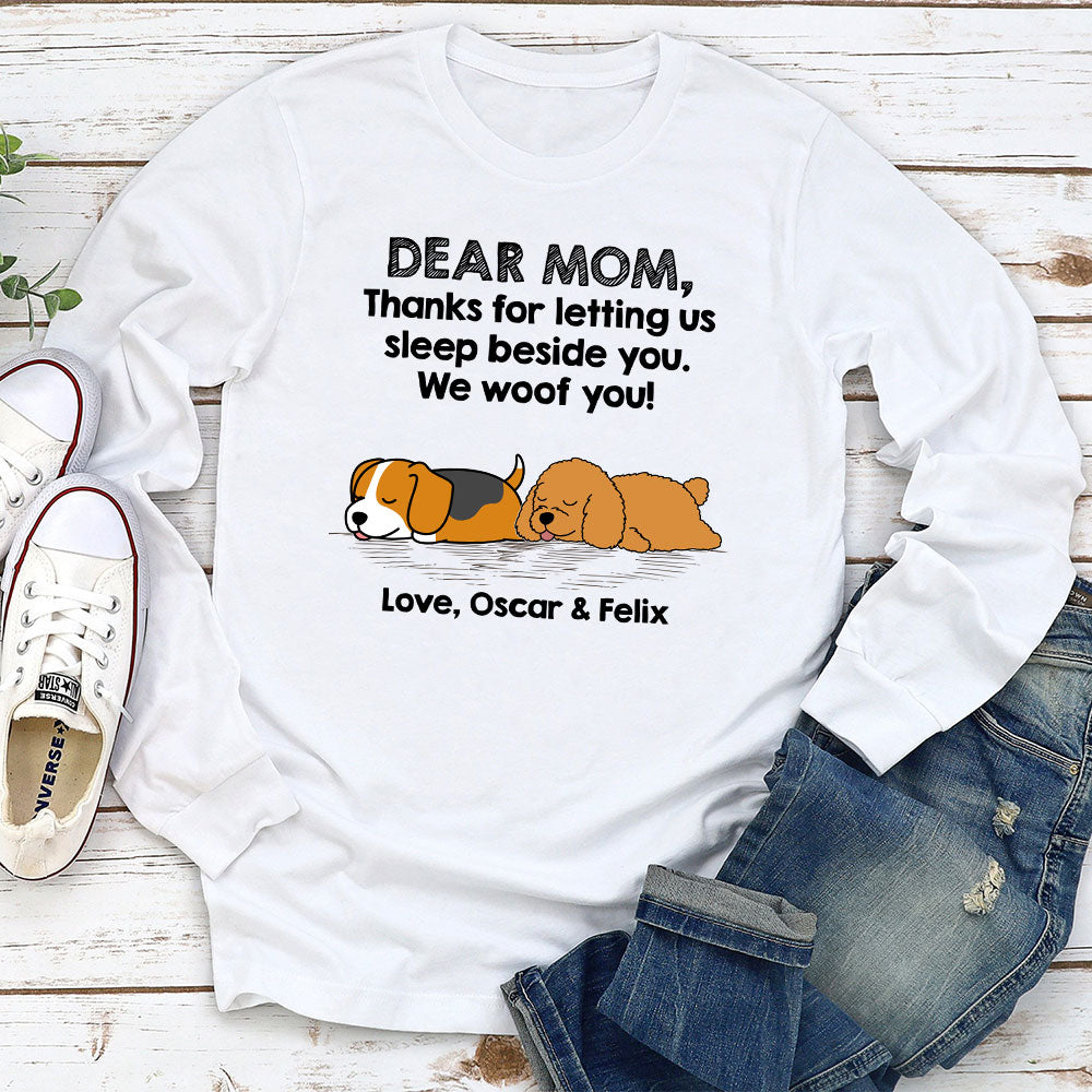 Sleep Beside Dog 2 - Customizable Personalized Long Sleeve Pet Lover T-shirt