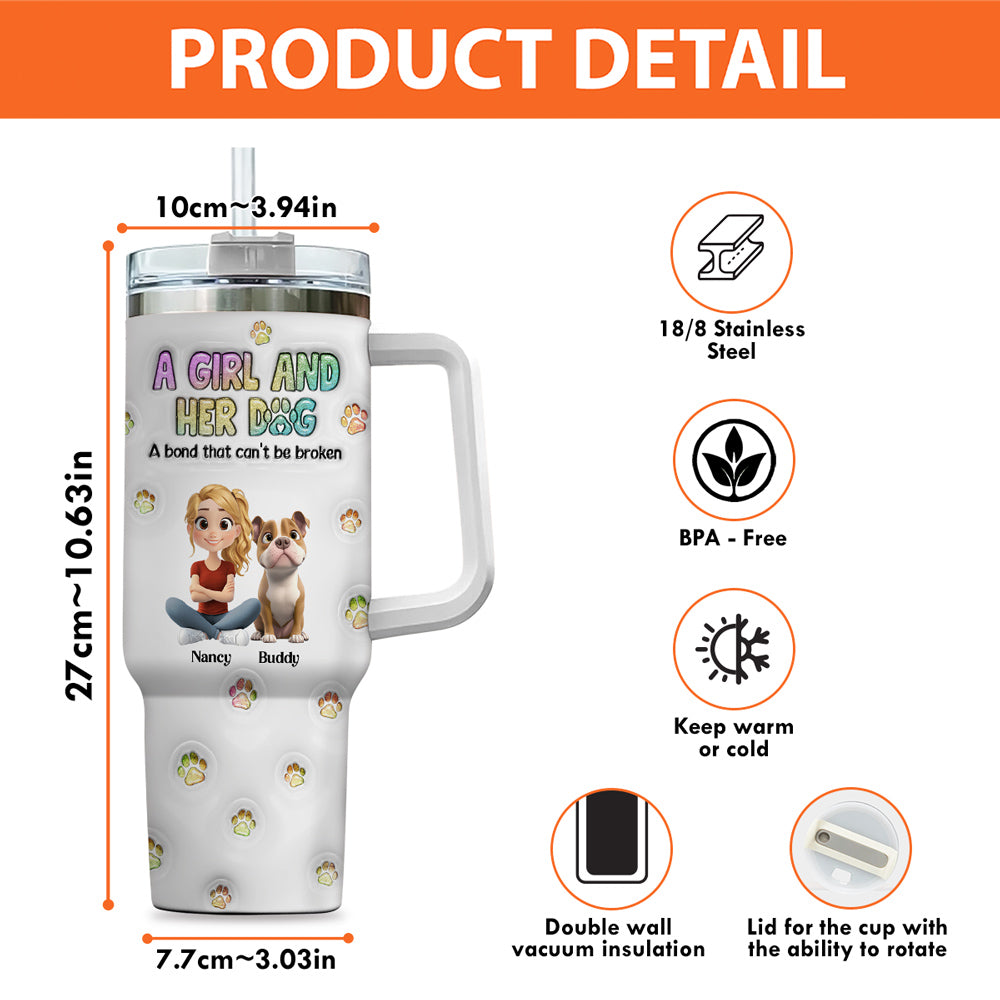 Personalized 3D Inflated Effect Tumbler: A Girl And Her Dog Design