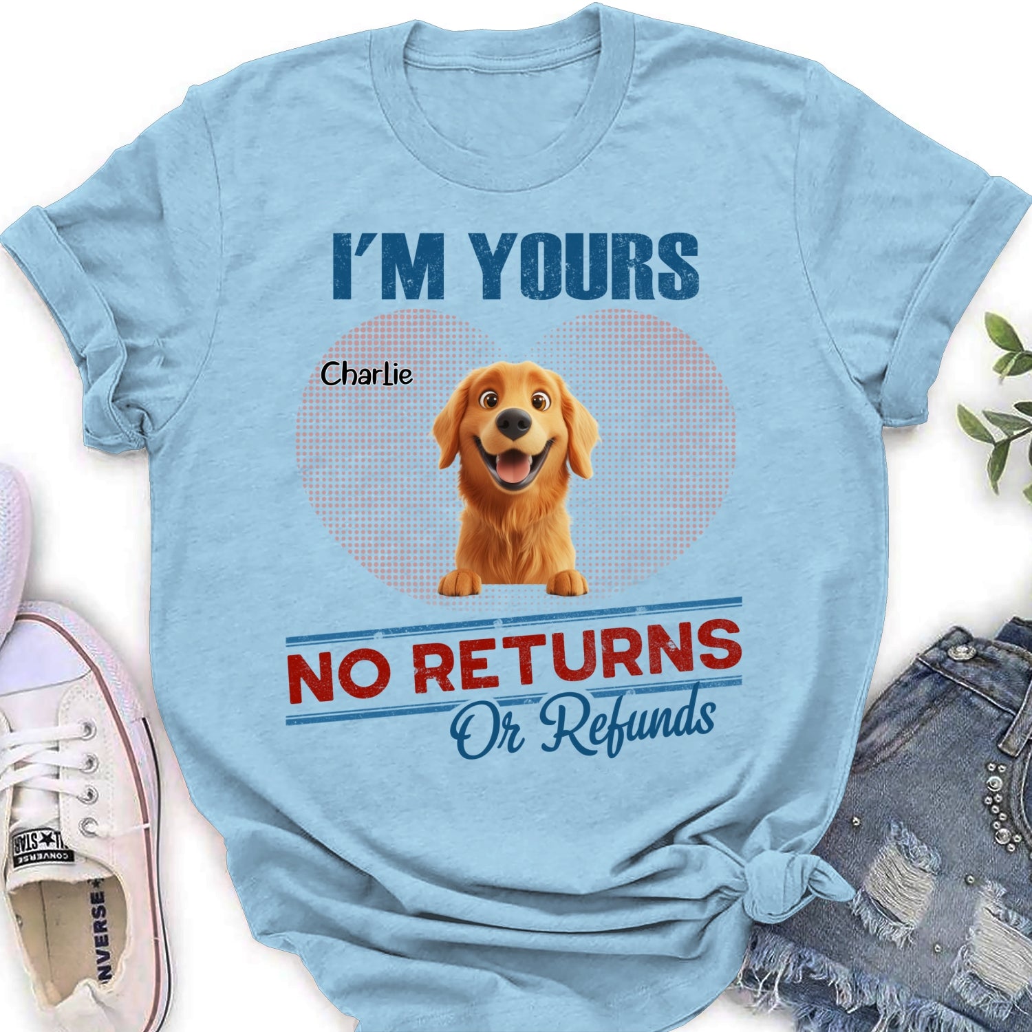 Personalized Custom Women's 'No Returns Or Refunds' T-shirt for Kids and Pet Lovers
