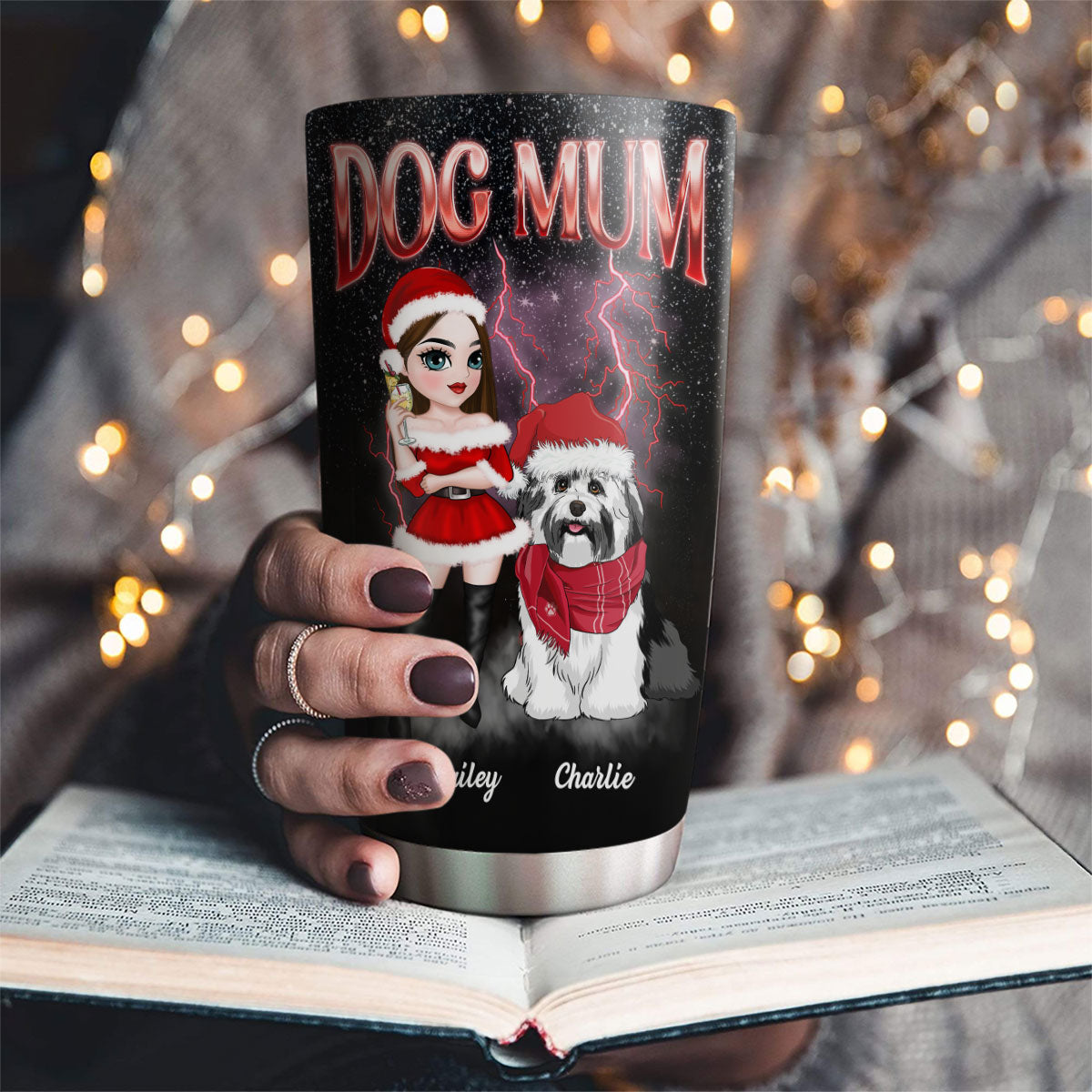 Customizable Vintage Dog Mom Tumbler - Personalized for You
