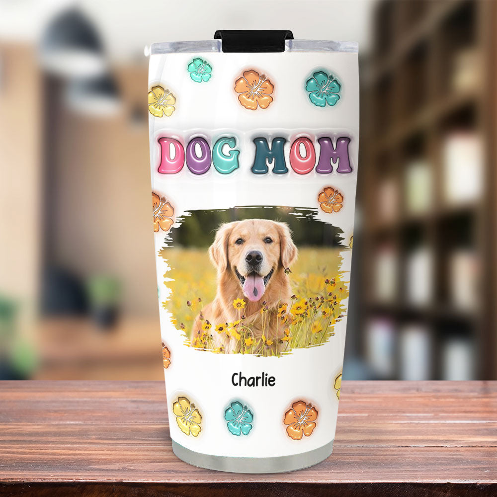Personalized Custom 3D Inflated Effect Dog Mom Summer Photo Tumbler - Ideal for All Seasons