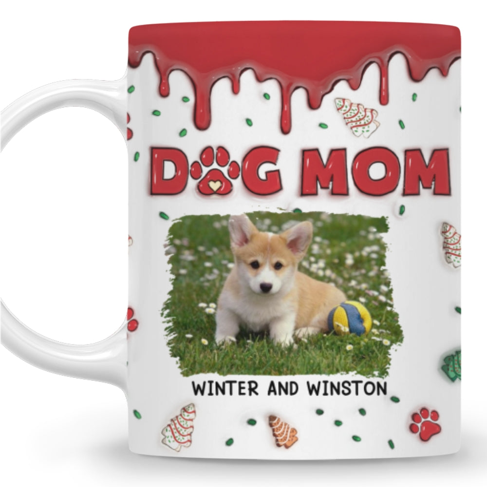 Personalized 3D Inflated Effect Dog Mom Christmas Cake Photo Mug