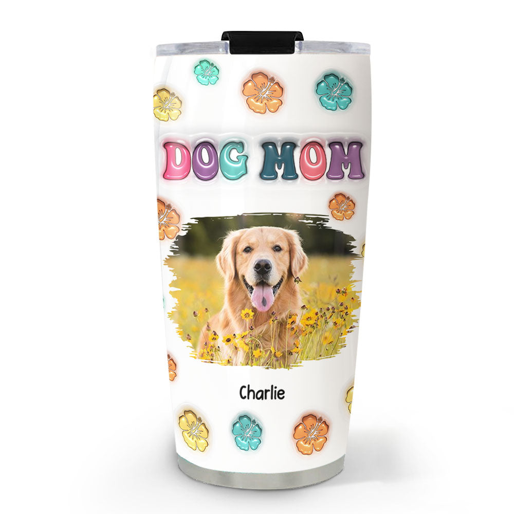 Personalized Custom 3D Inflated Effect Dog Mom Summer Photo Tumbler - Ideal for All Seasons