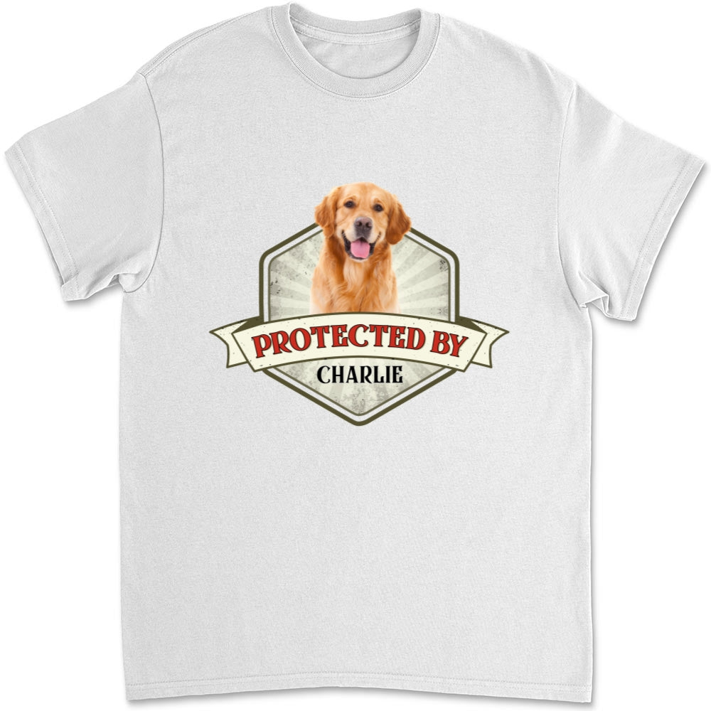 Customizable Unisex 'Protected By Dogs' Personalized Photo T-Shirt - Ideal Gift for Pet Lovers