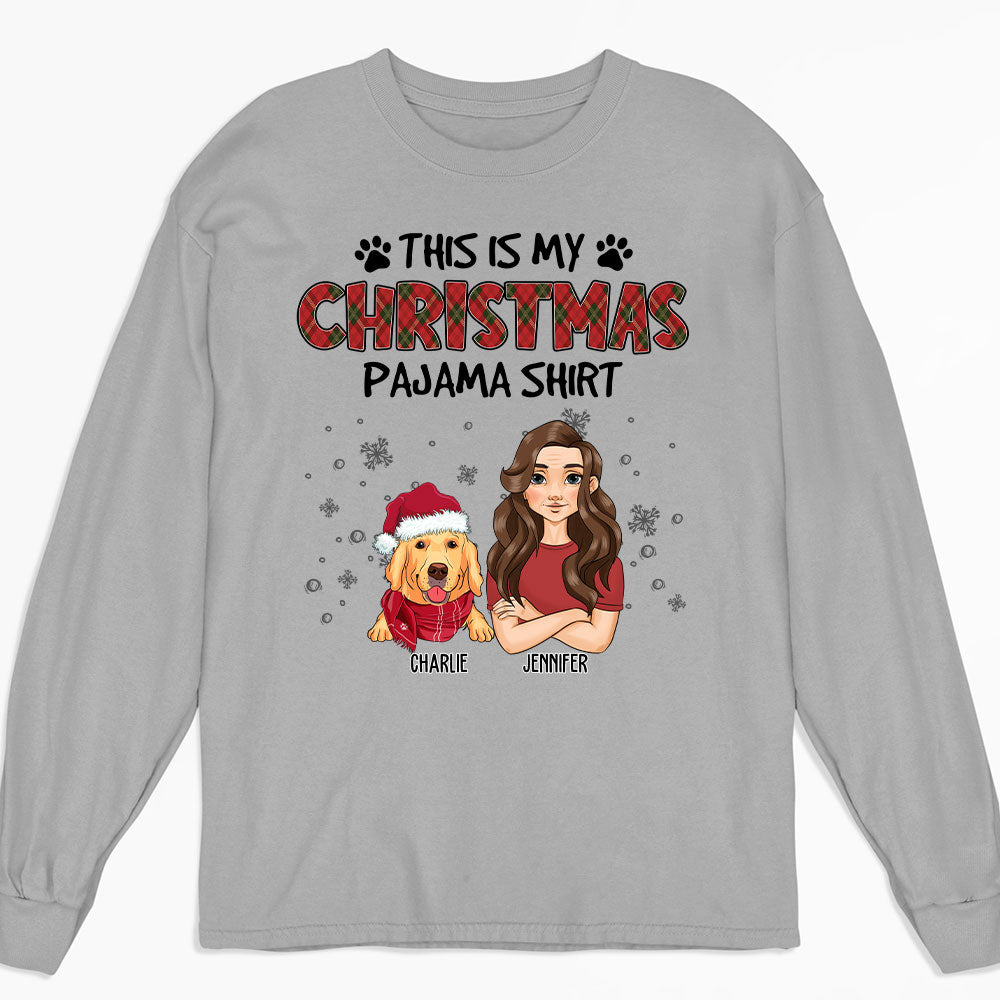 Personalized Custom Christmas Pawjama Long Sleeve T-shirt - Ideal Gift for Pet Lovers