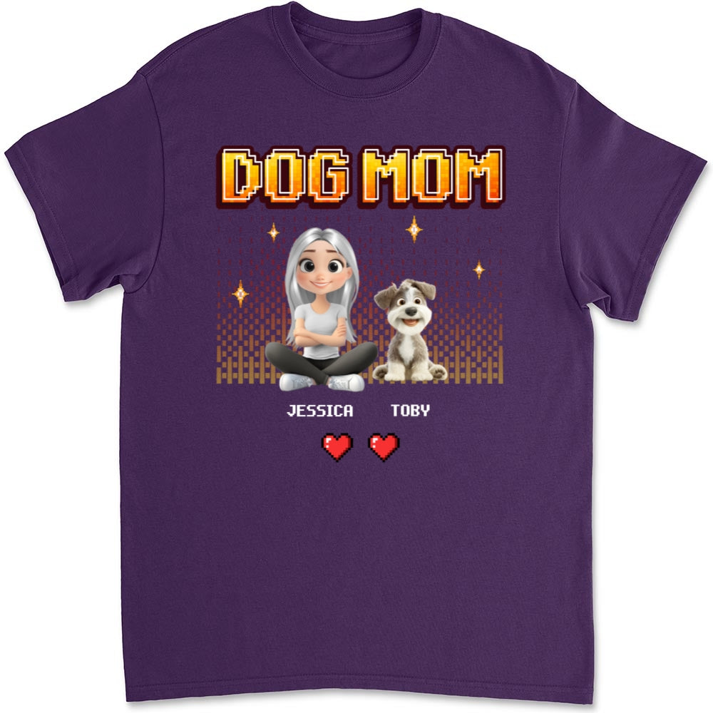 Customizable Dog Mom Pixel Unisex T-Shirt - Ideal Gift for Pet Lovers