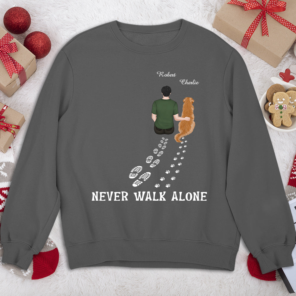 Personalized 'Never Walk Alone' Custom Sweatshirt for Pet Lovers