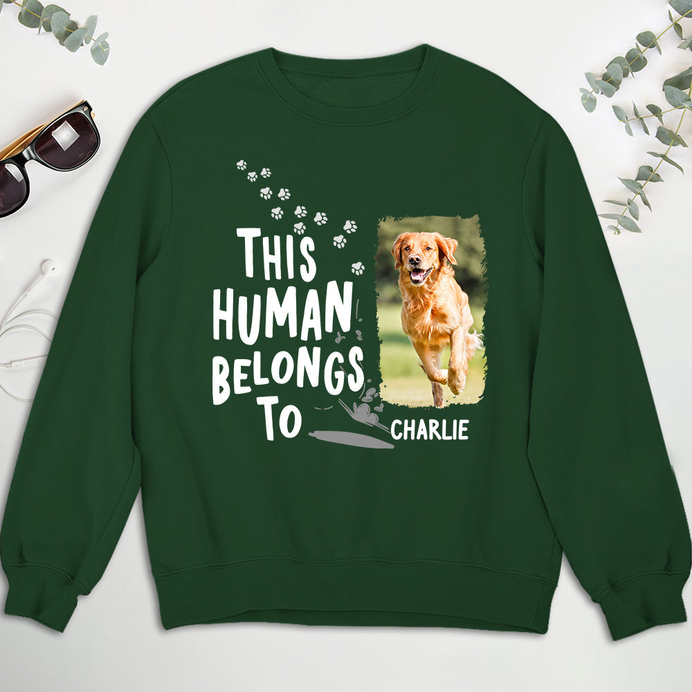 Personalized 'Human Belongs To Dogs' Custom Sweatshirt - Ideal Gift for Pet Lovers