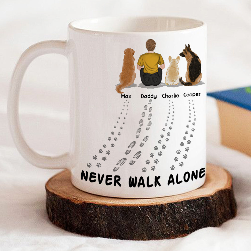 Personalized 'Never Walk Alone' Coffee Mug for Pet Lovers