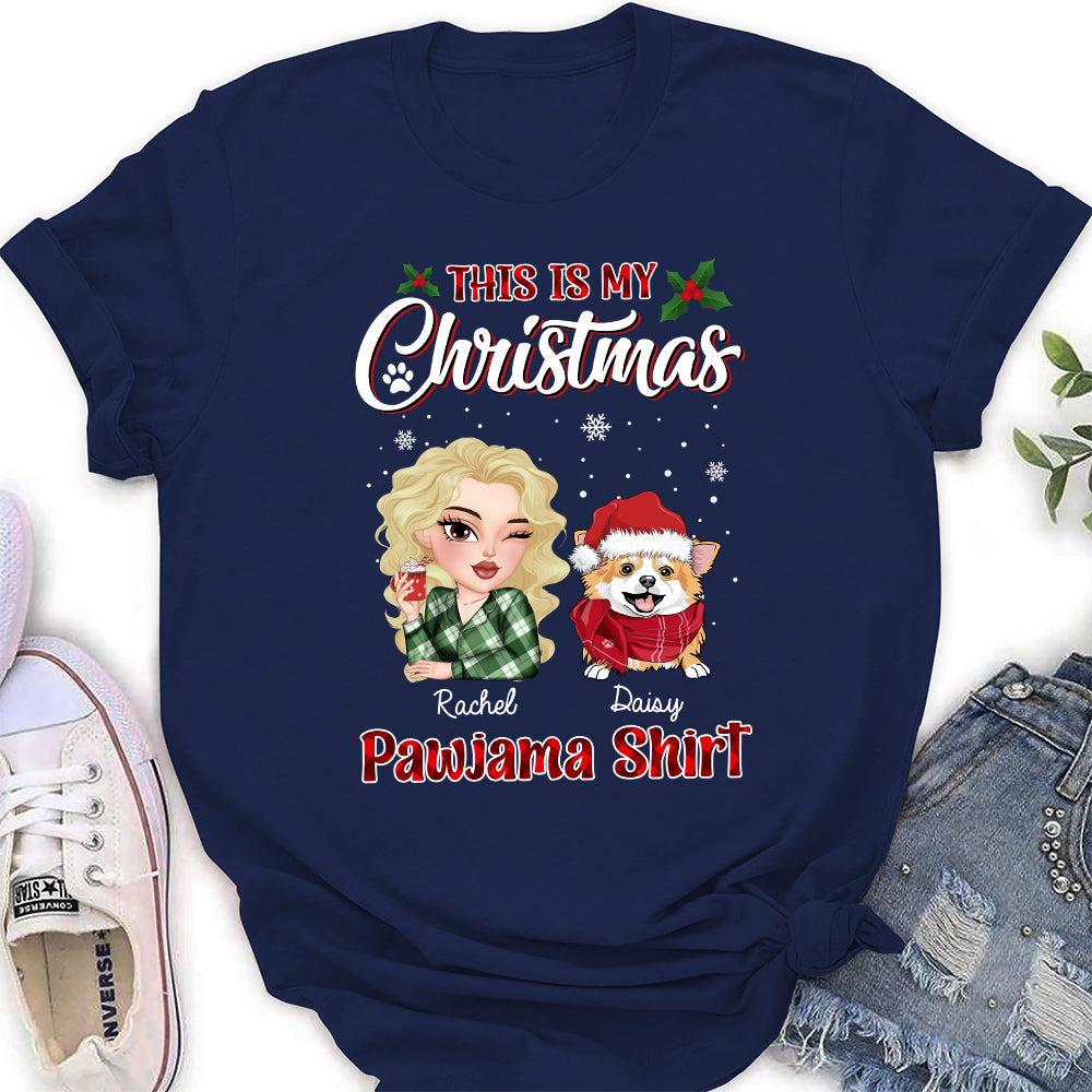 Personalized Christmas Pawjama Women's T-shirt - Ideal Gift for Pet Lovers
