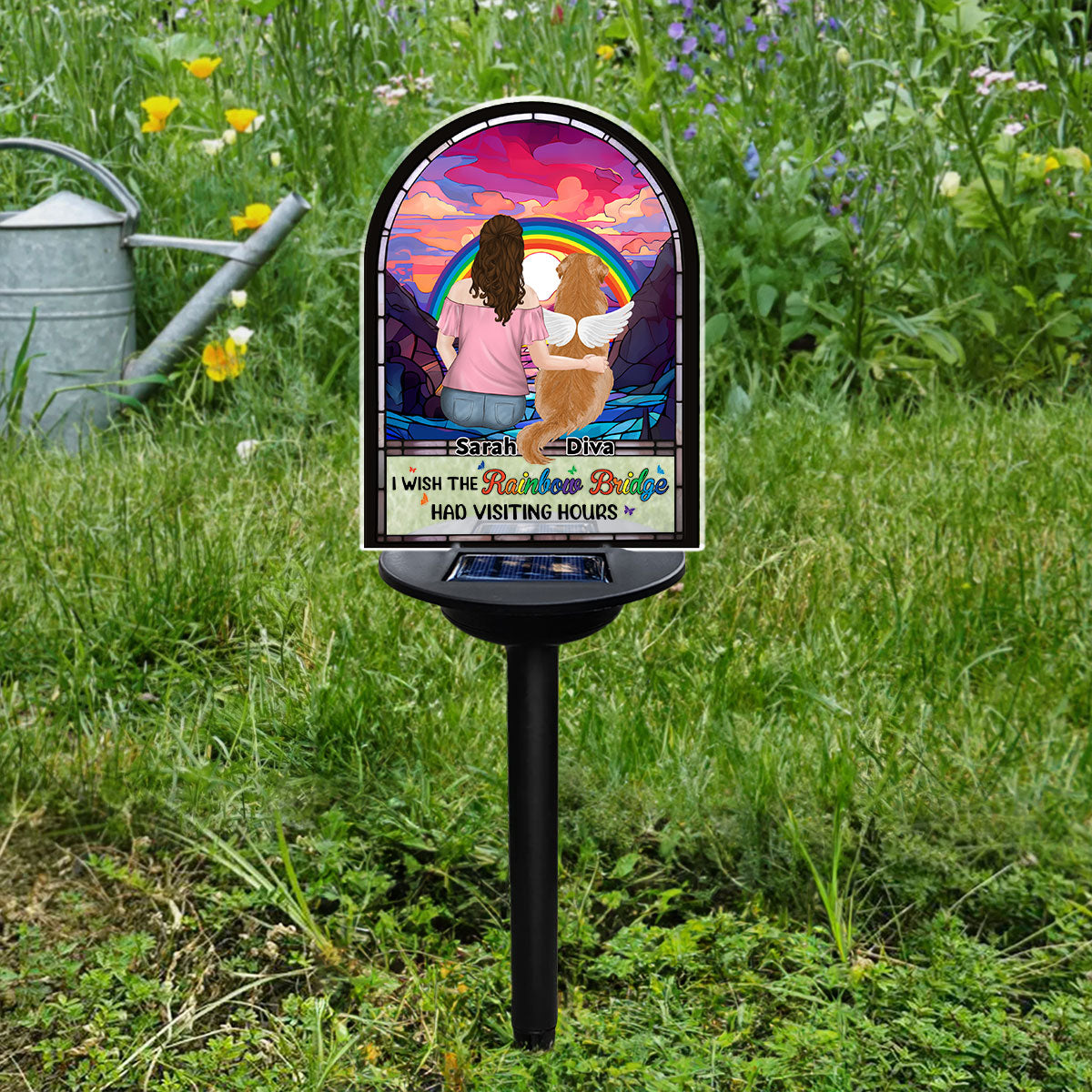Personalized Rainbow Bridge Custom Solar Light with Visiting Hours Tribute
