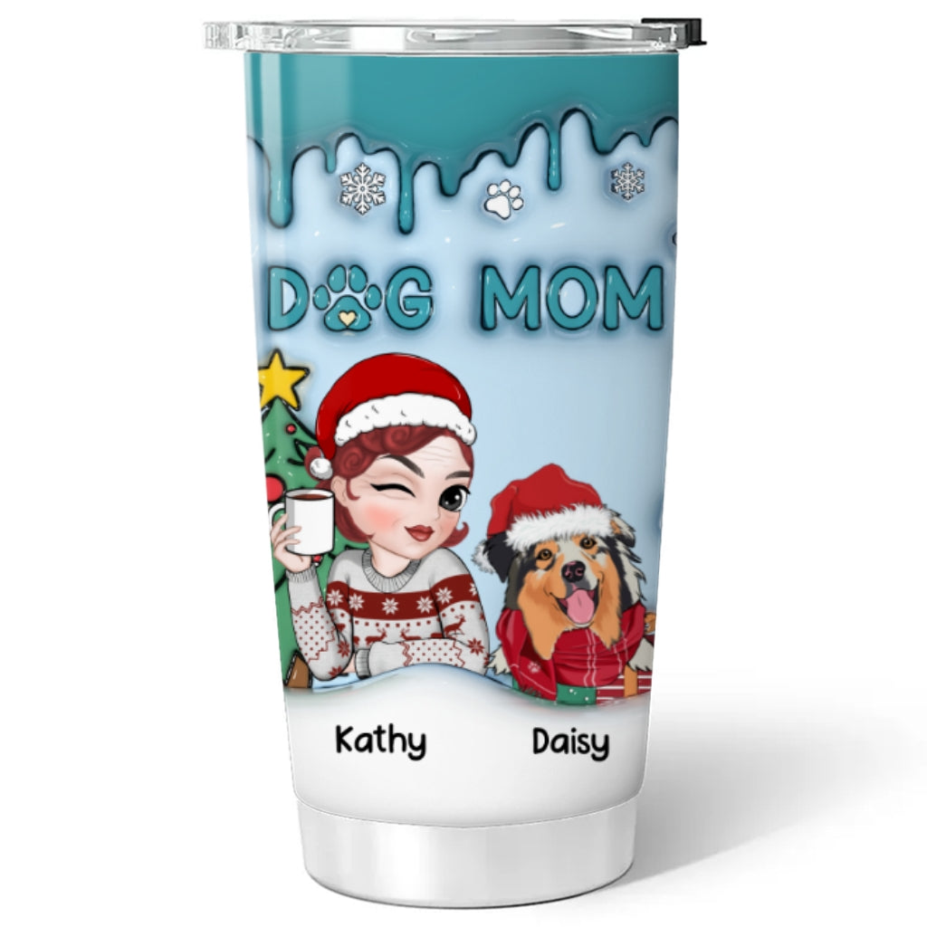 Personalized 3D Inflated Effect Christmas Tumbler for Dog Moms
