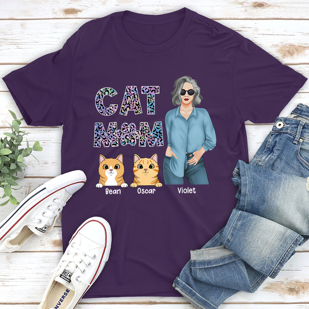 Personalized Cat Mom Pattern Unisex T-shirt - Ideal Gift for Pet Lovers