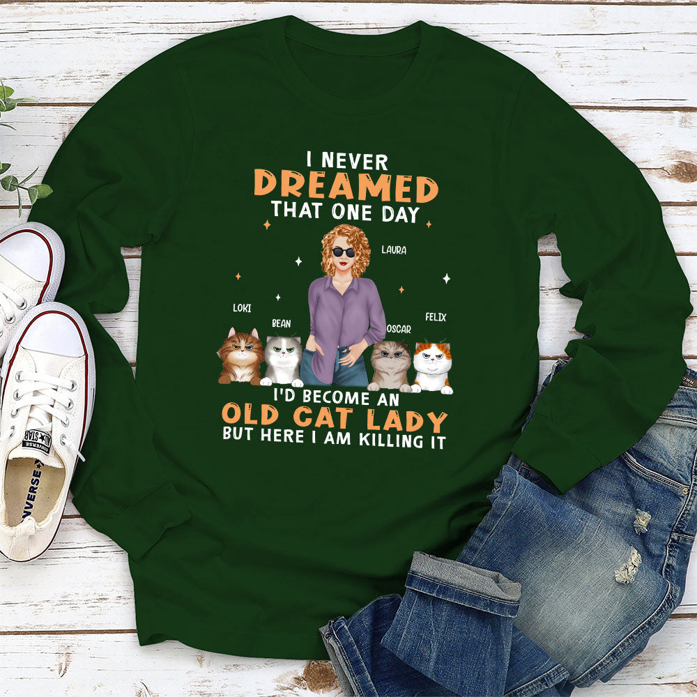 Personalized Custom Long Sleeve T-shirt: Embrace Your Inner Old Cat Lady