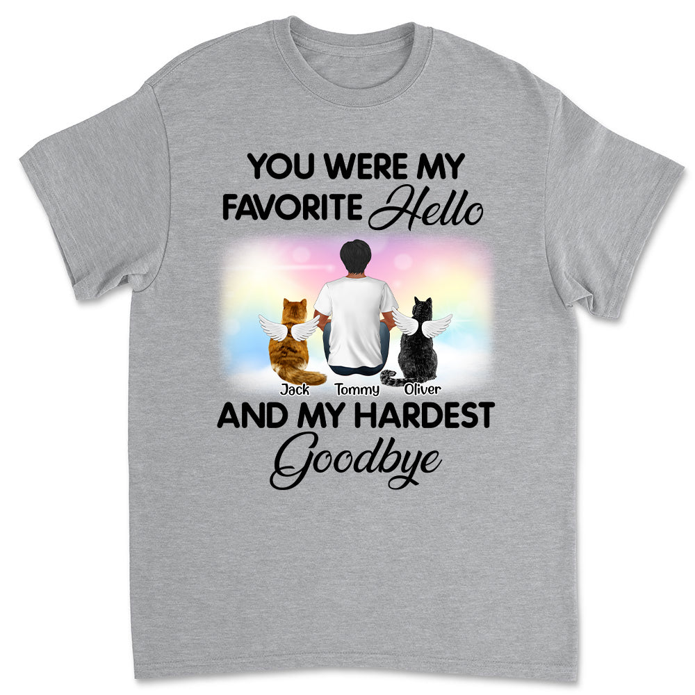 Personalized Custom Unisex 'My Favorite Hello Cat' Memorial T-shirt for Pet Lovers