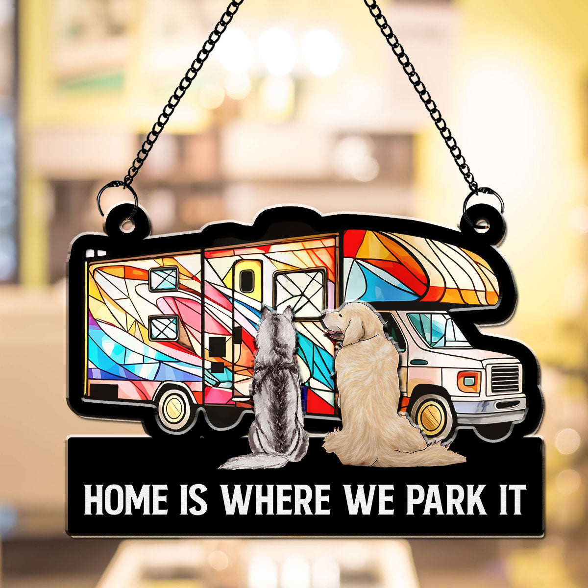 Personalized Custom 'Home Is Where We Park It' Suncatcher - Ideal for Special Occasions