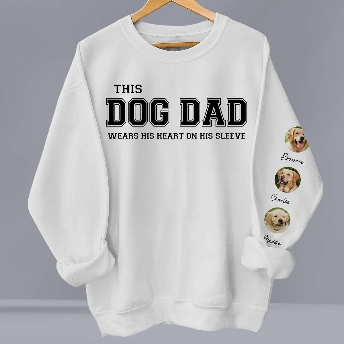 Personalized Dog Mom and Dad Hearts-on-Sleeve Photo Sweatshirt - Ideal Gift for Pet Lovers