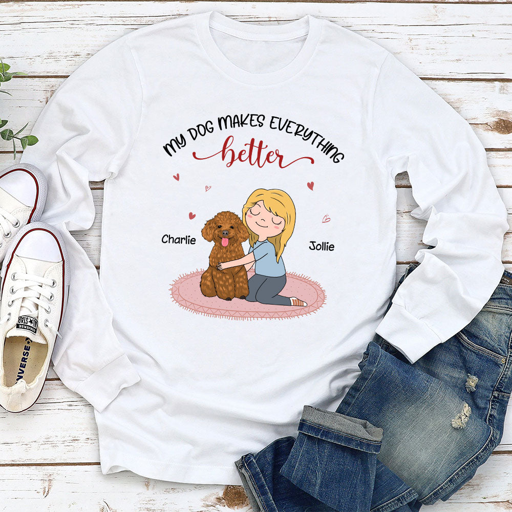 Personalized Custom Long Sleeve T-shirt: My Dog Makes Life Better