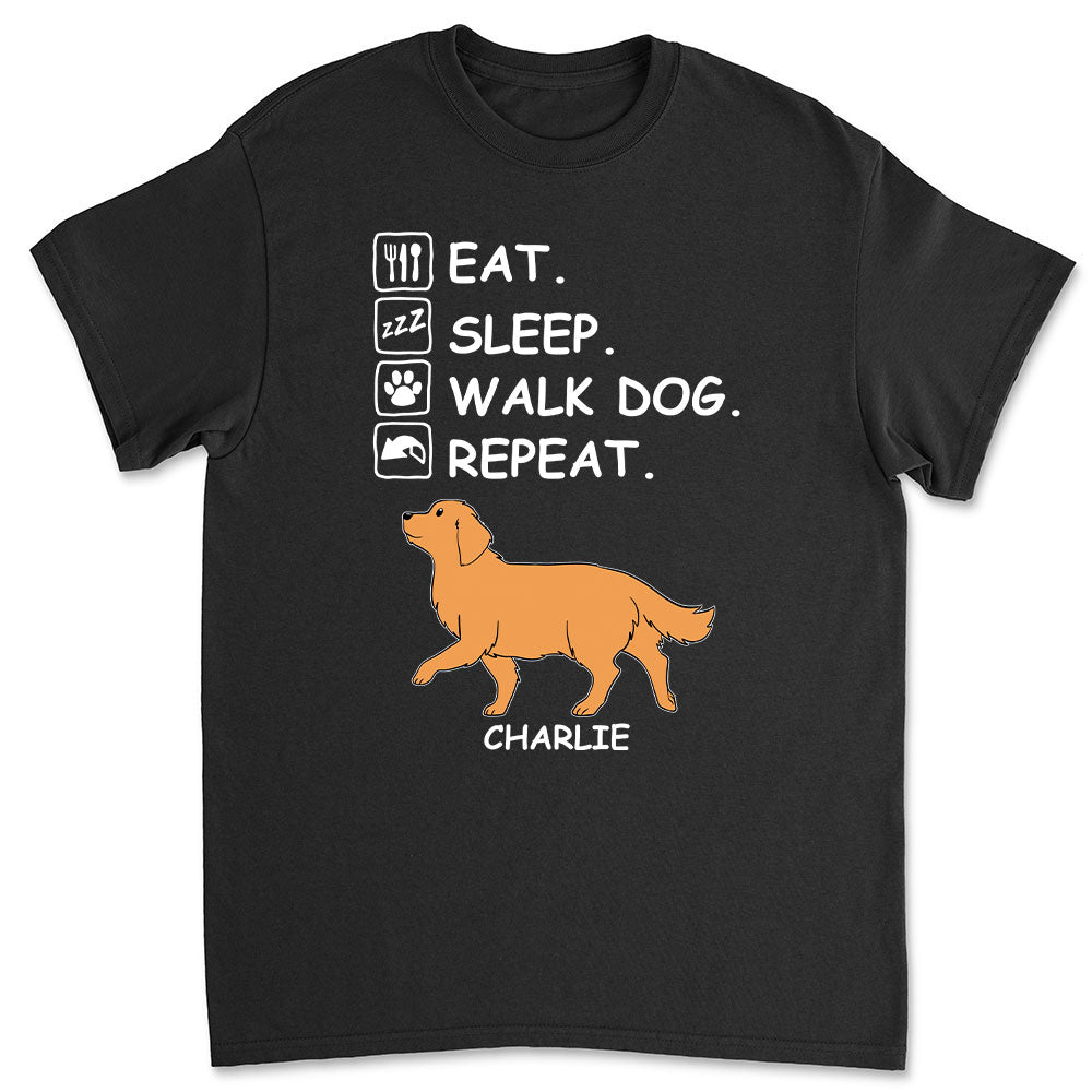 Personalized Unisex 'Eat Sleep Walk Repeat' T-shirt - Ideal Gift for Pet Lovers