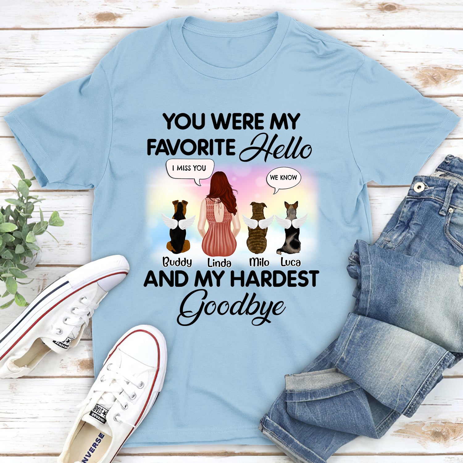 Personalized Custom Unisex Memorial T-shirt: You Were My Favorite Hello Speech