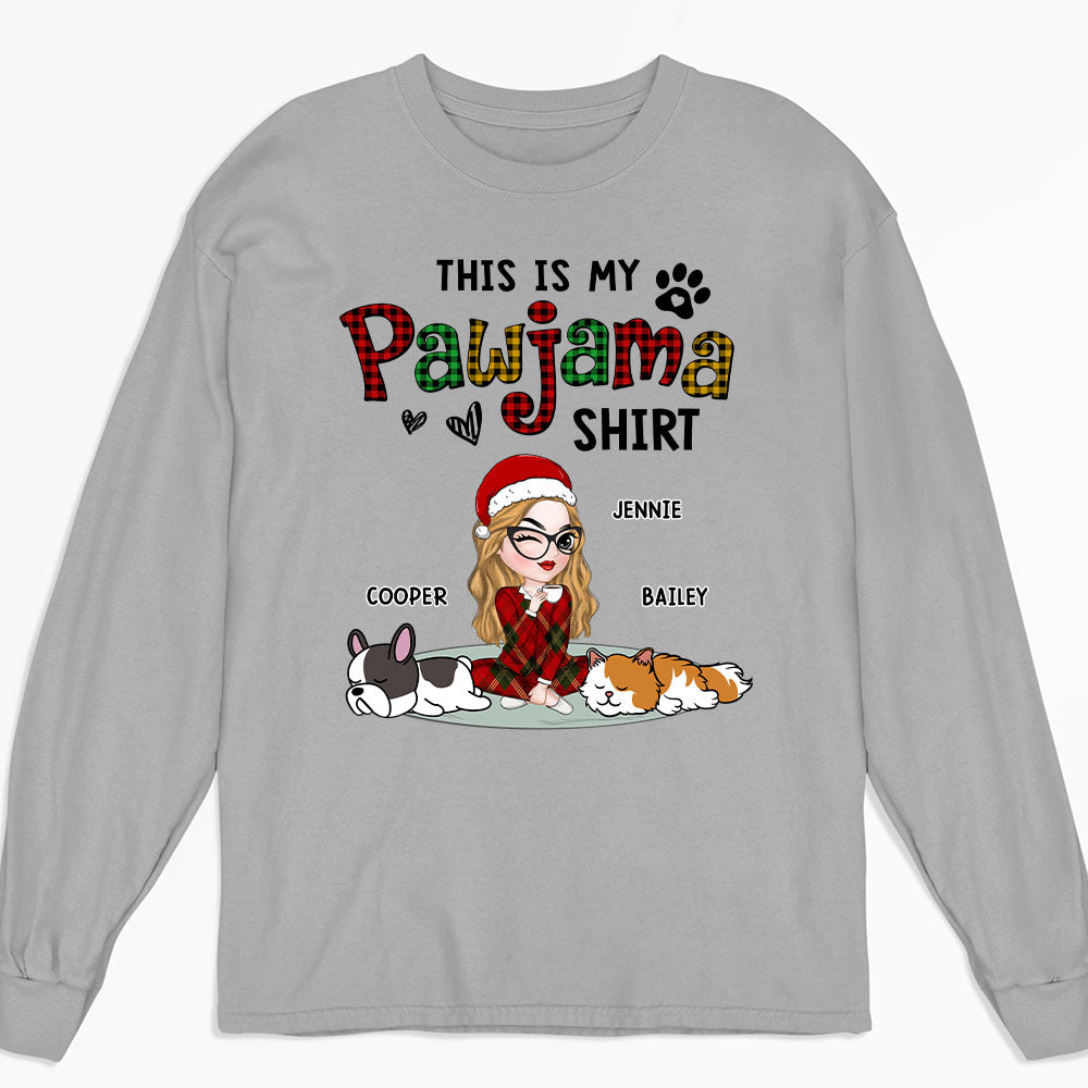 Ver Pet Pawjama Personalized Custom Long Sleeve T-Shirt for Pet Lovers