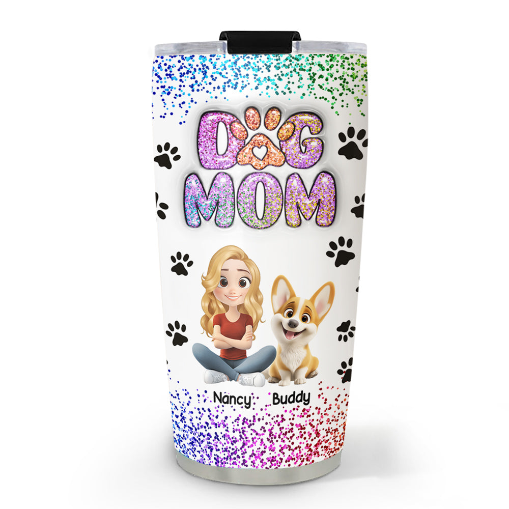 Customizable 3D Inflated Effect Dog Mom Tumbler - Personalized for You