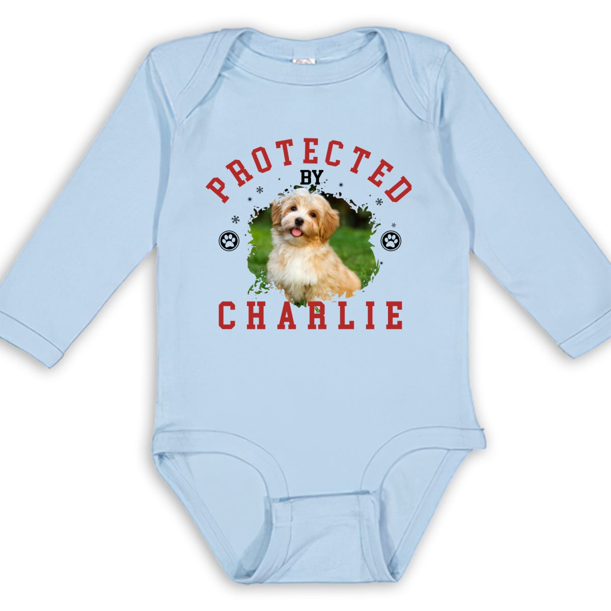Personalized Custom Long Sleeve Baby Sleepdog Onesie - Ideal for Newborns