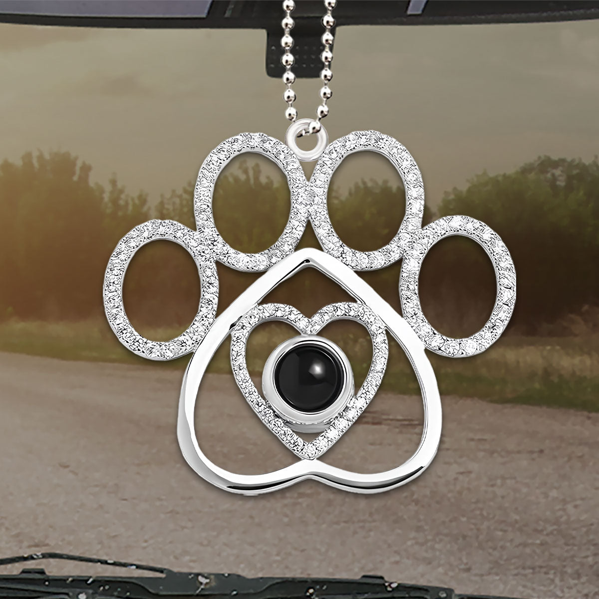 Personalized Pet Paw Projection Car Ornament: You Left Your Paw Prints On My Heart