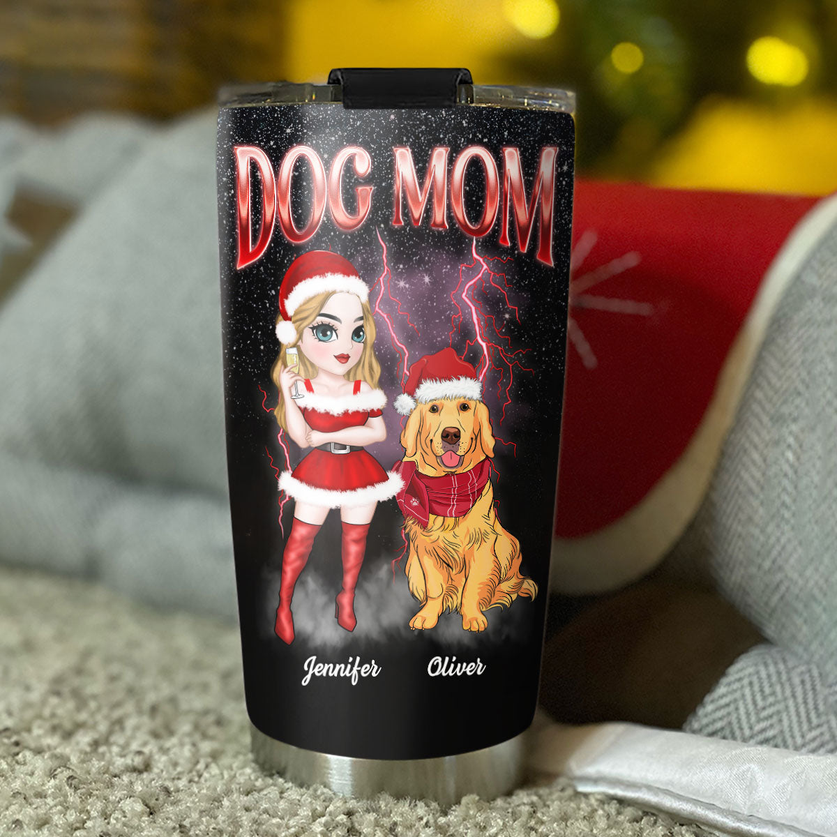 Customizable Vintage Dog Mom Tumbler - Personalized for You