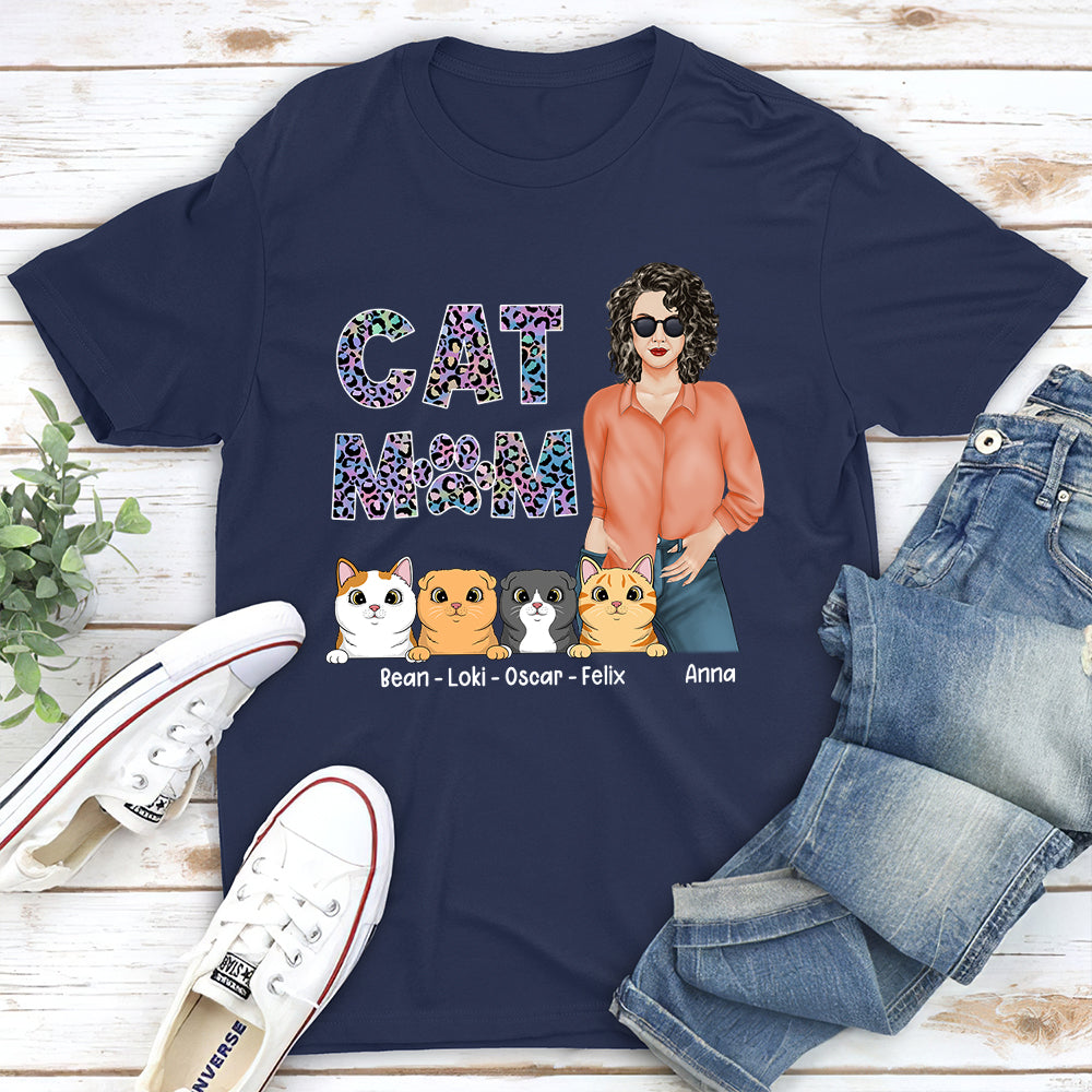 Personalized Cat Mom Pattern Unisex T-shirt - Ideal Gift for Pet Lovers