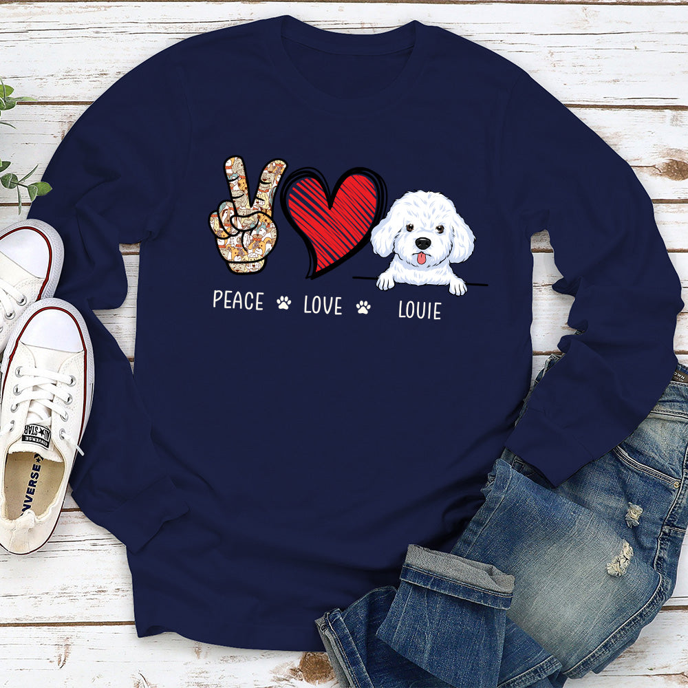 Peace Love Dog - Customizable Personalized Long Sleeve Pet Lover T-shirt