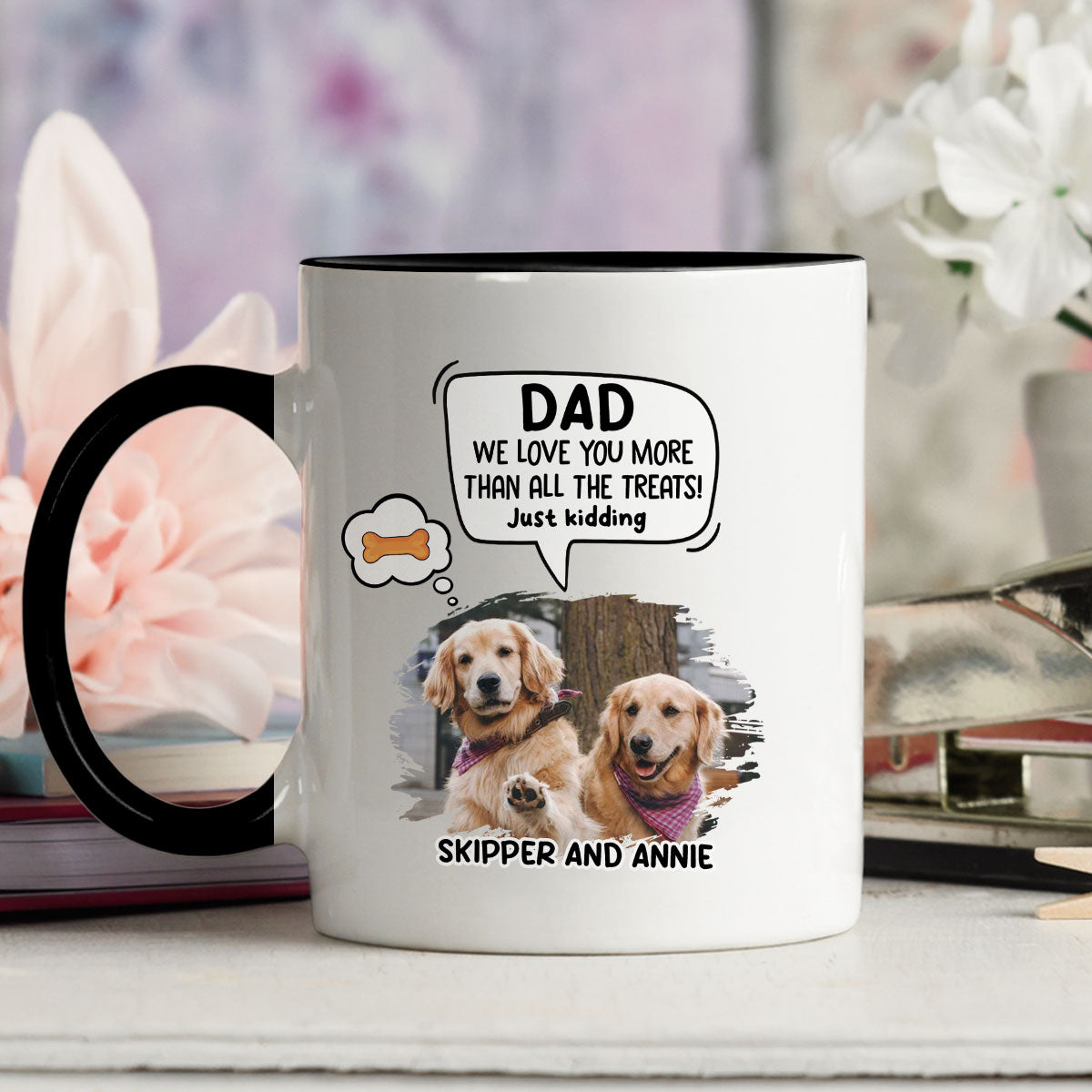 Personalized 'I Love Dad More Than Treats' Custom Accent Mug for Daily Beverages