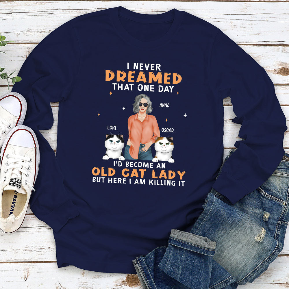 Personalized Custom Long Sleeve T-shirt: Embrace Your Inner Old Cat Lady