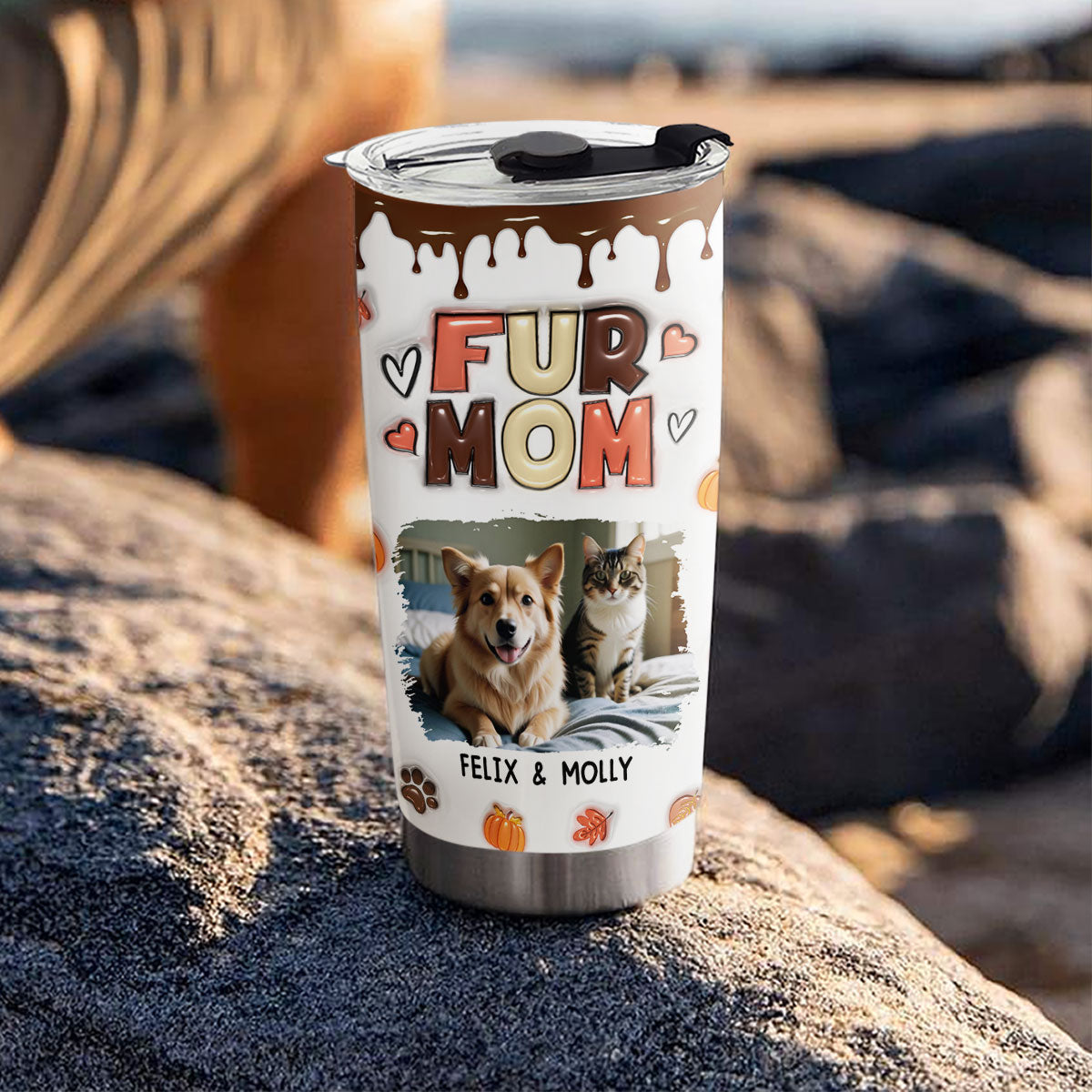 Personalized 3D Inflated Effect Fall Tumbler for Pet Moms