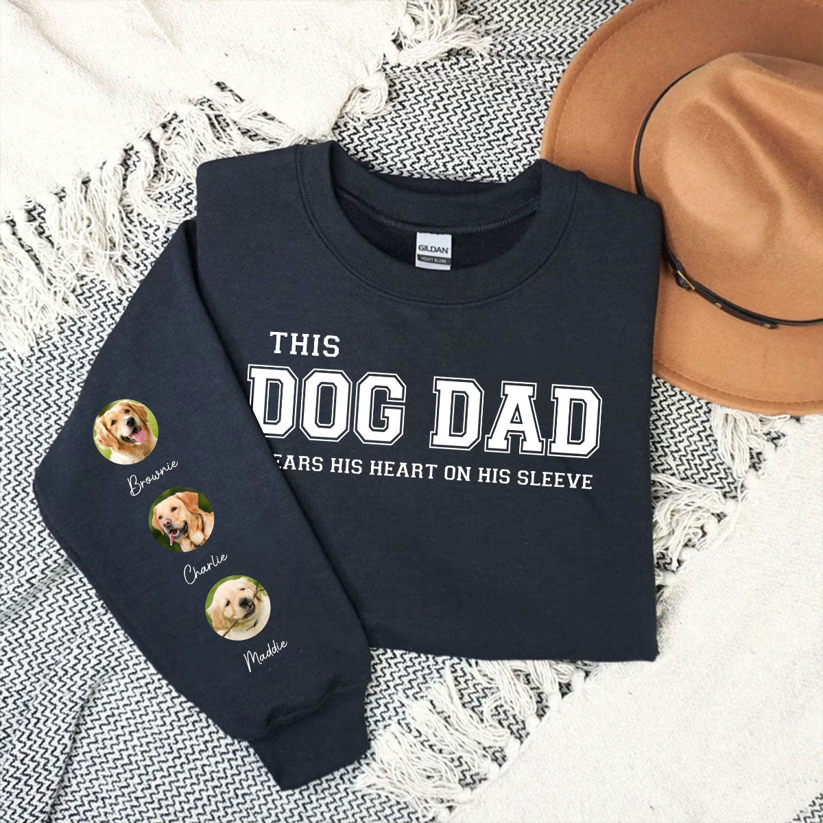 Personalized Dog Mom and Dad Hearts-on-Sleeve Photo Sweatshirt - Ideal Gift for Pet Lovers