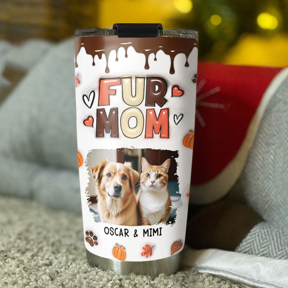 Personalized 3D Inflated Effect Fall Tumbler for Pet Moms