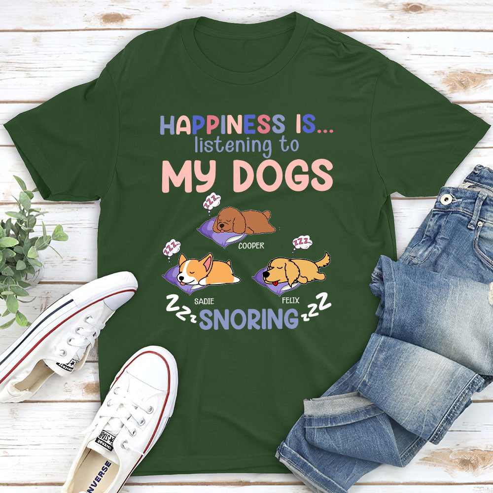 Personalized Unisex 'Listening To Dog Snoring' T - shirt for Pet Lovers