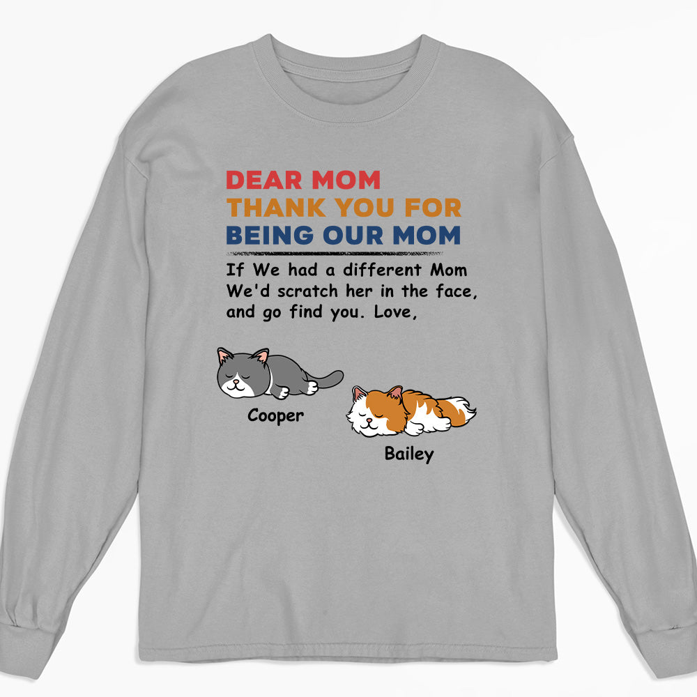 Customizable Personalized Long Sleeve T-shirt for Pet Lovers - Claw Her Face Design