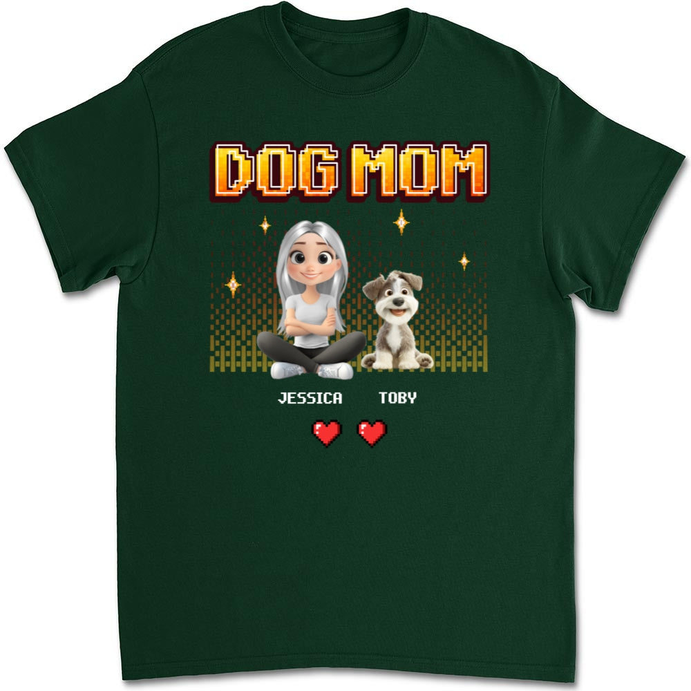 Customizable Dog Mom Pixel Unisex T-Shirt - Ideal Gift for Pet Lovers