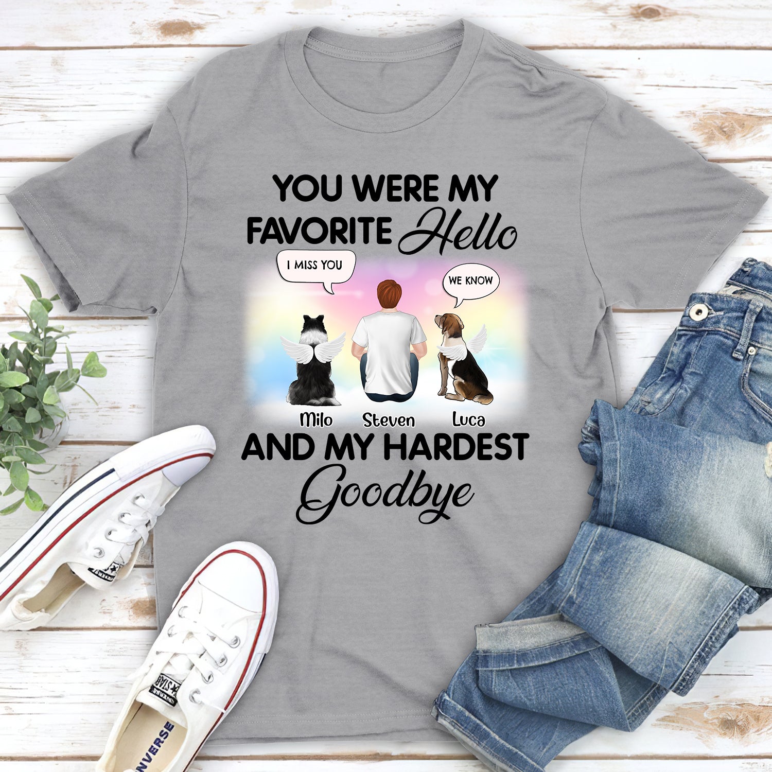 Personalized Custom Unisex Memorial T-shirt: You Were My Favorite Hello Speech