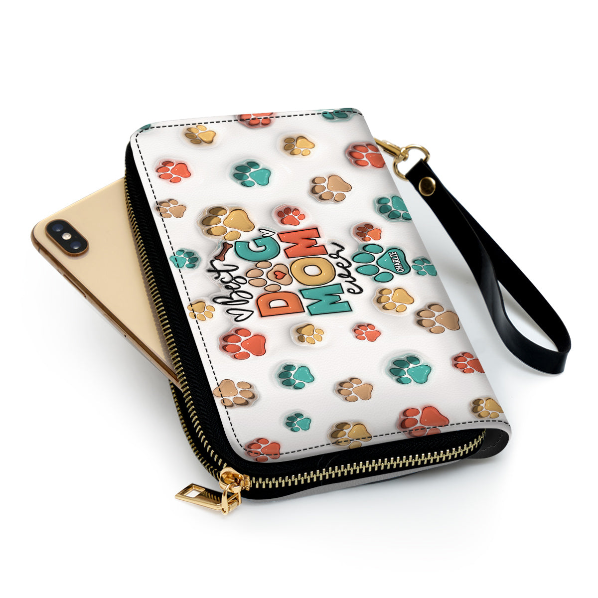 Customizable Personalized Dog Mom Leather Wallet with Paw Design