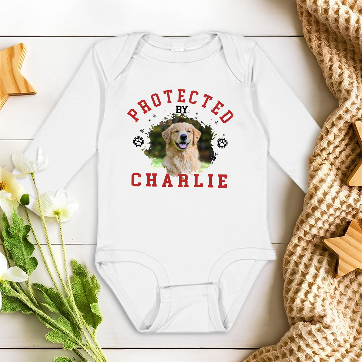 Personalized Custom Long Sleeve Baby Sleepdog Onesie - Ideal for Newborns