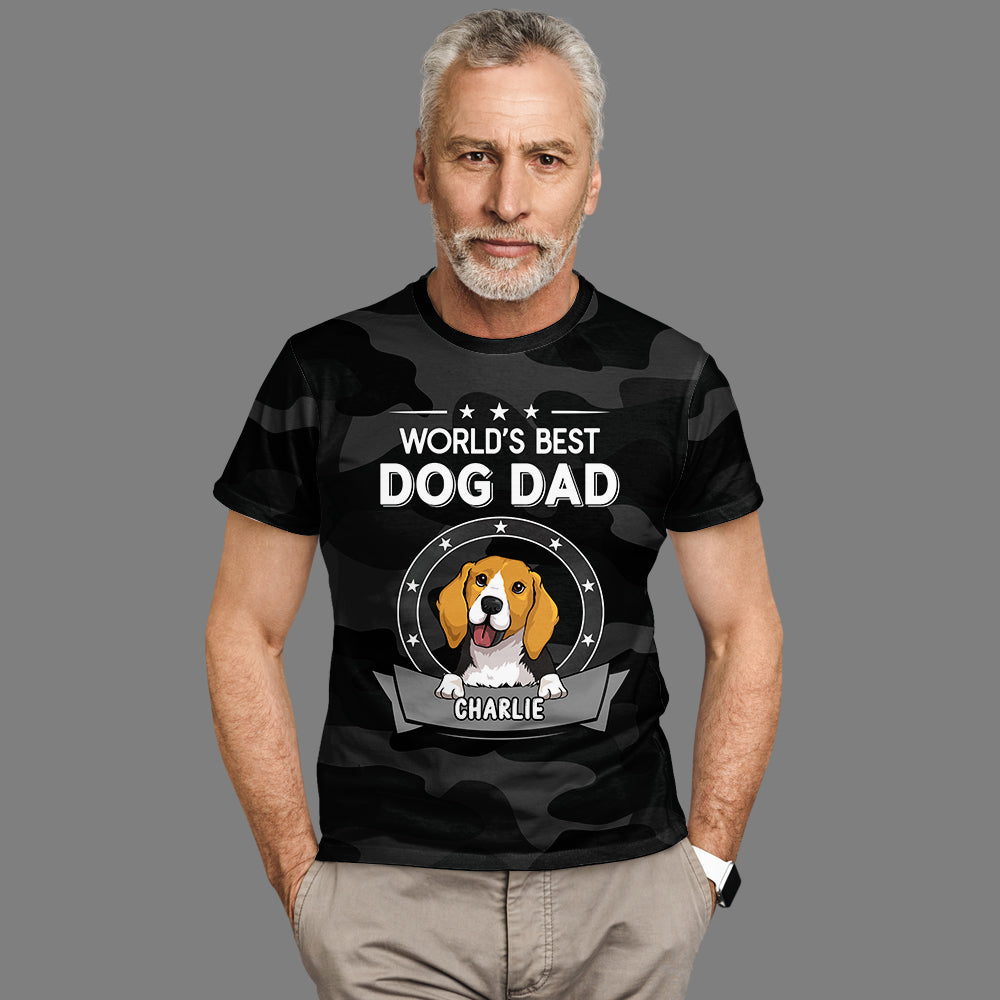 Top-Rated Personalized Camo Dog Dad All-Over Print T-Shirt